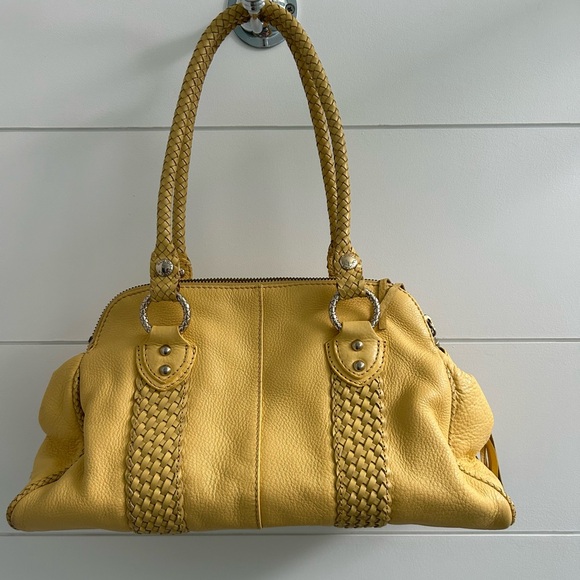 Elliott Lucca Vintage Mustard Yellow Leather Bag. Perfect for Fall 10x14 - Picture 1 of 4